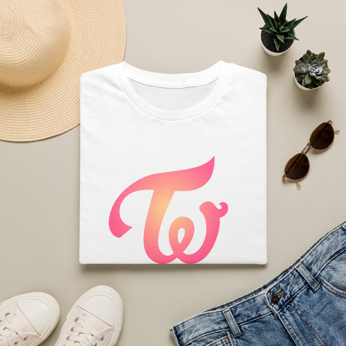 Twice logo T-Shirt | Kpop fan tee, gradient pink logo | TWICE Kpop