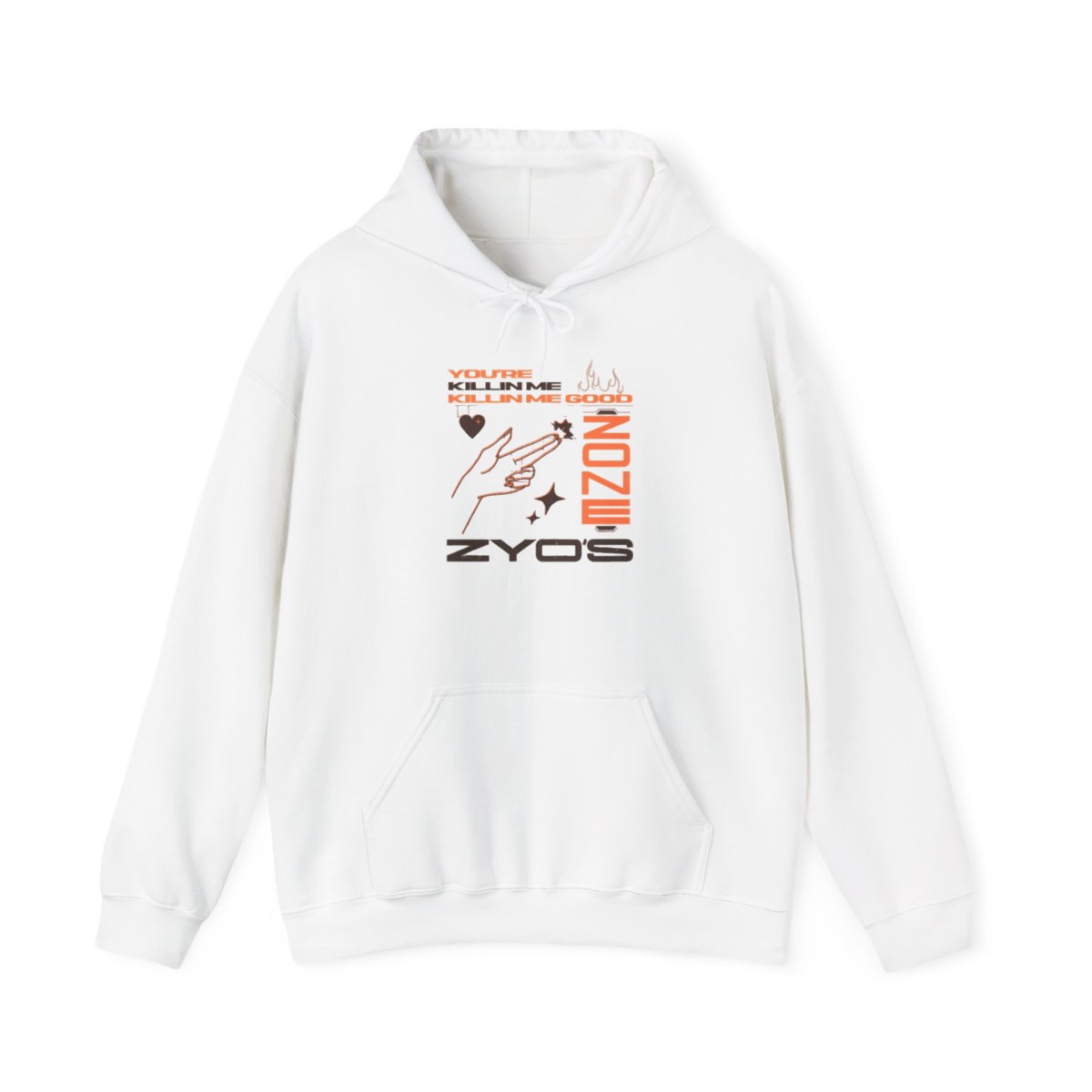 Minimal Tech Graphic ZYOS Hoodie | Futuristic Line Art, Orange Accents | TWICE Kpop