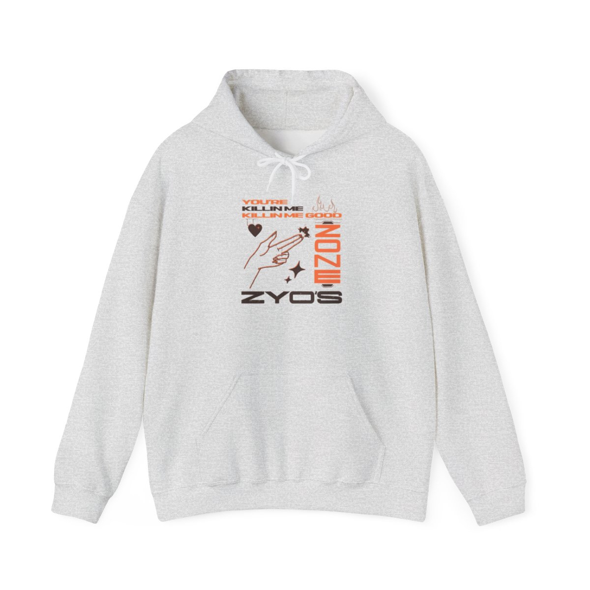 Minimal Tech Graphic ZYOS Hoodie | Futuristic Line Art, Orange Accents | TWICE Kpop - alternate angle 2, merchandise