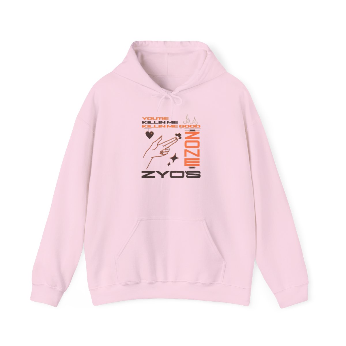 Minimal Tech Graphic ZYOS Hoodie | Futuristic Line Art, Orange Accents | TWICE Kpop - alternate angle 5, merchandise