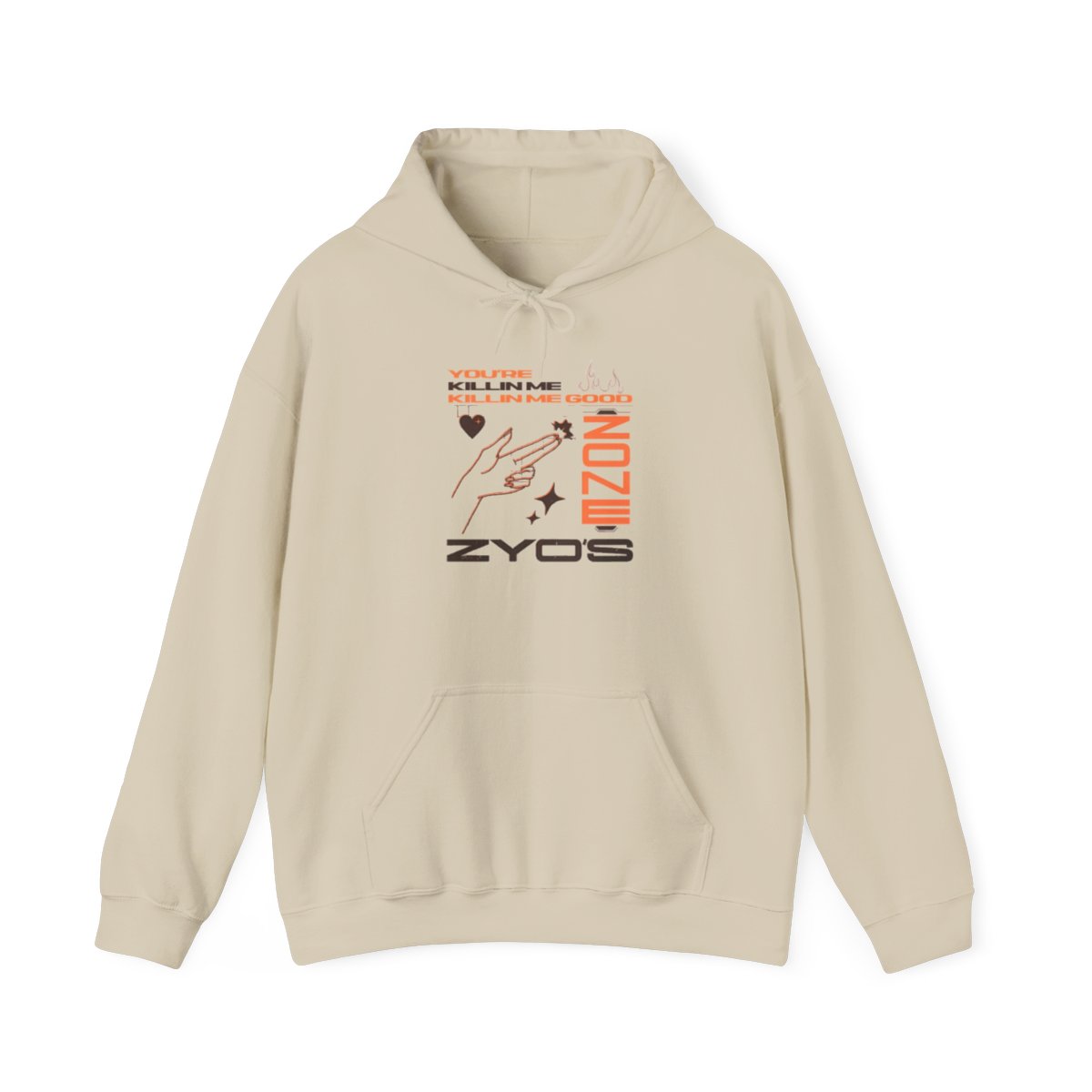 Minimal Tech Graphic ZYOS Hoodie | Futuristic Line Art, Orange Accents | TWICE Kpop - alternate angle 3, merchandise