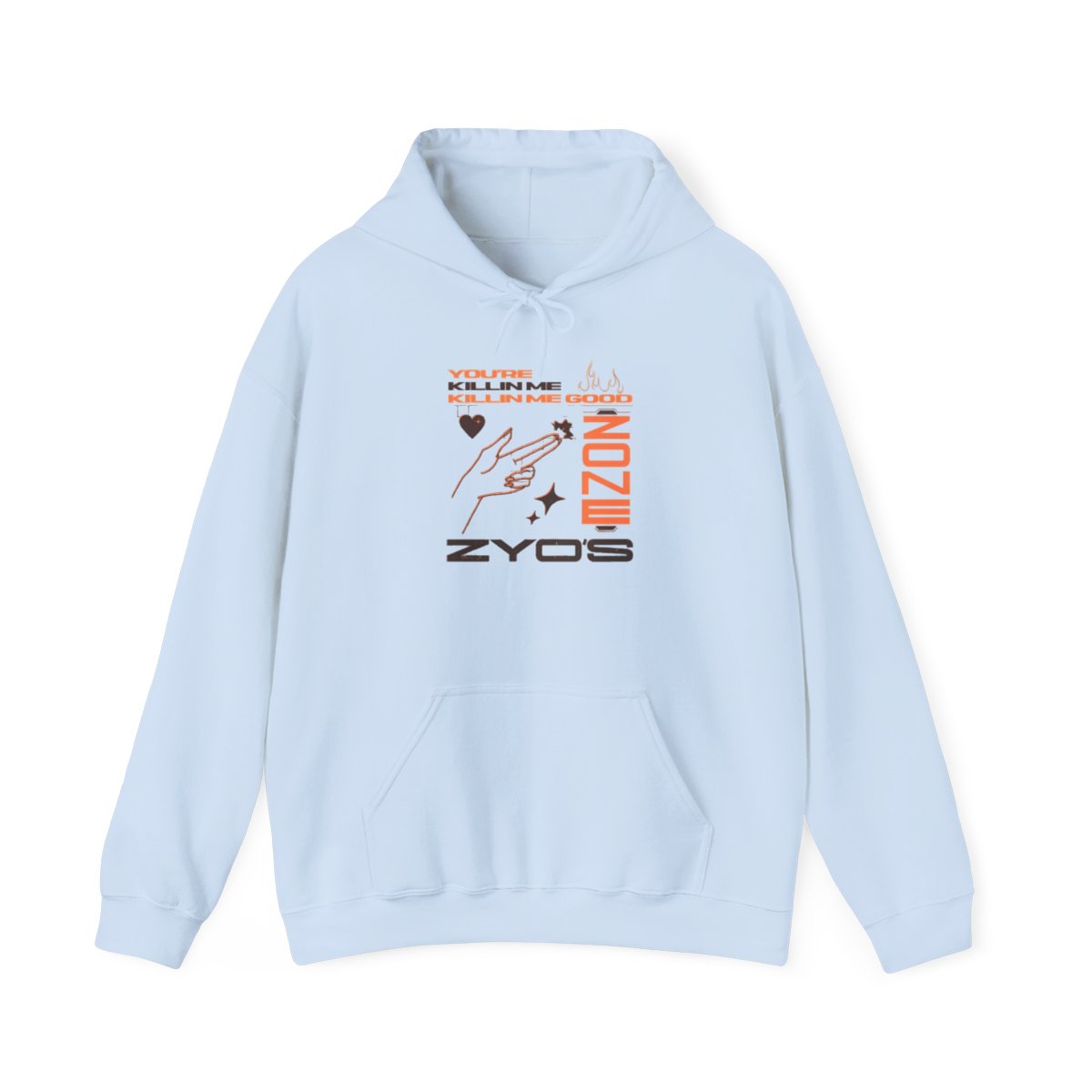 Minimal Tech Graphic ZYOS Hoodie | Futuristic Line Art, Orange Accents | TWICE Kpop - alternate angle 4, merchandise