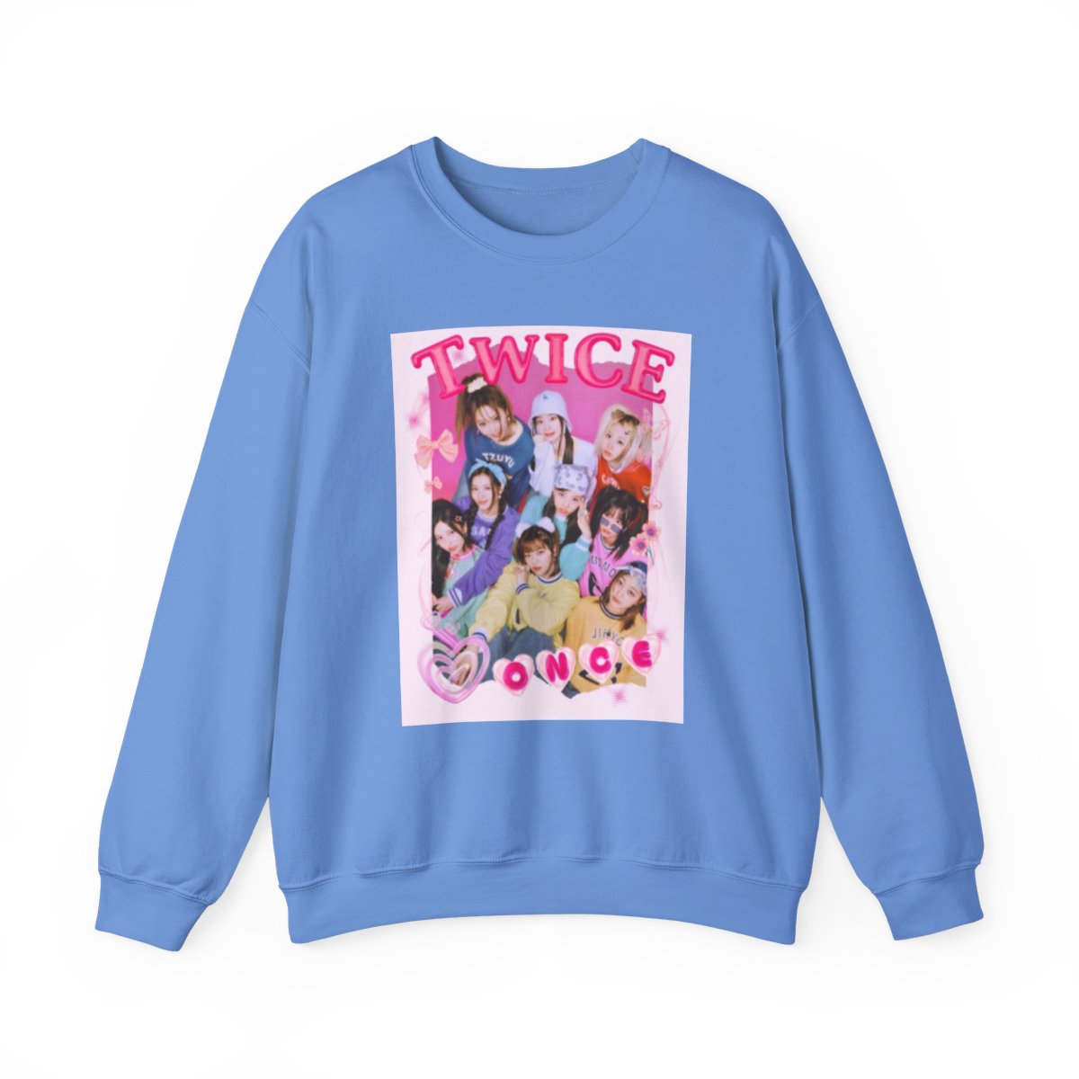 K-Pop Girl Group Photo Crewneck Sweatshirt | Pink Graphic Pullover | TWICE Kpop - alternate angle 3, merchandise