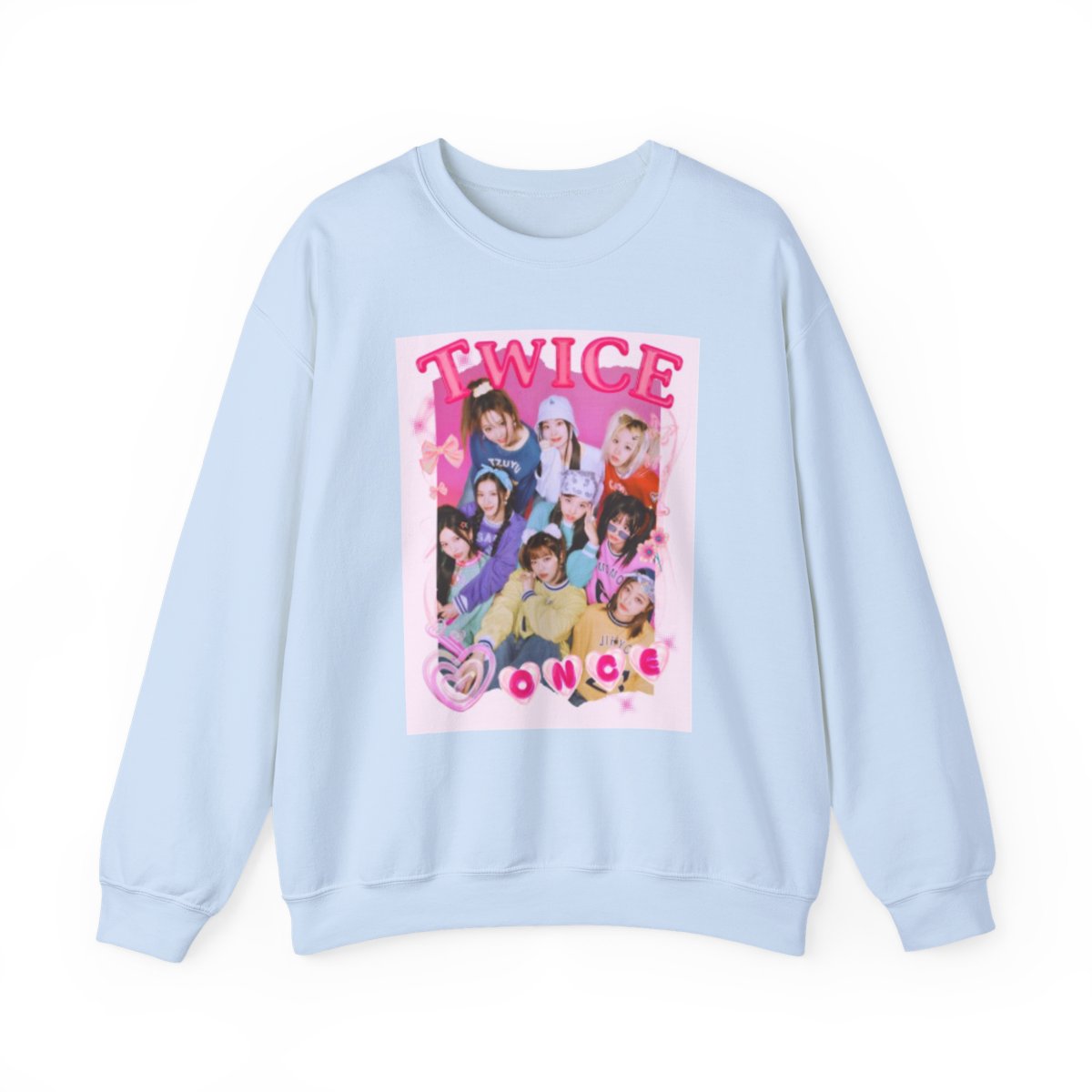 K-Pop Girl Group Photo Crewneck Sweatshirt | Pink Graphic Pullover | TWICE Kpop - alternate angle 2, merchandise