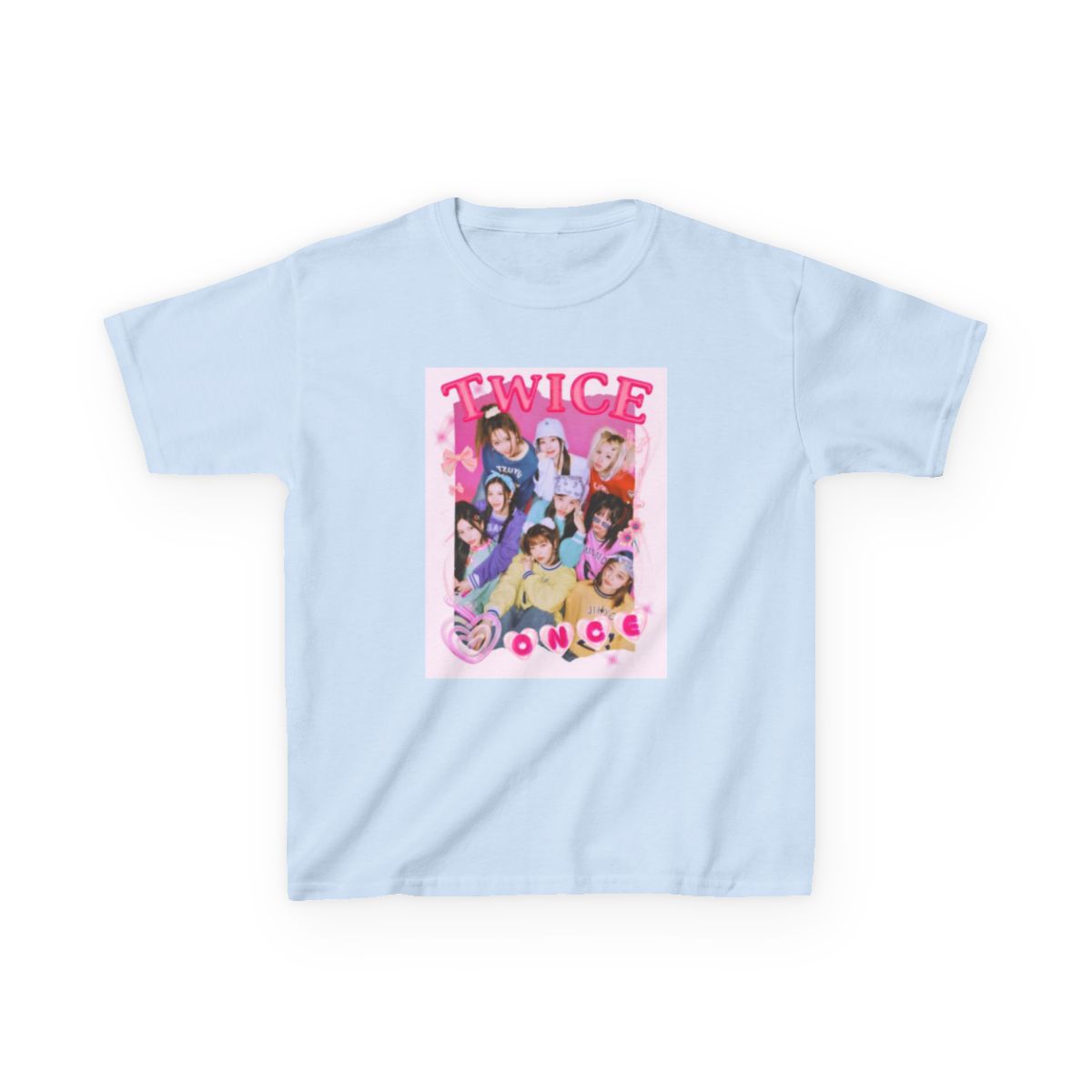 TWICE group photo Kids Tee | K-pop band graphic shirt, pink retro collage | TWICE Kpop - alternate angle 2, merchandise