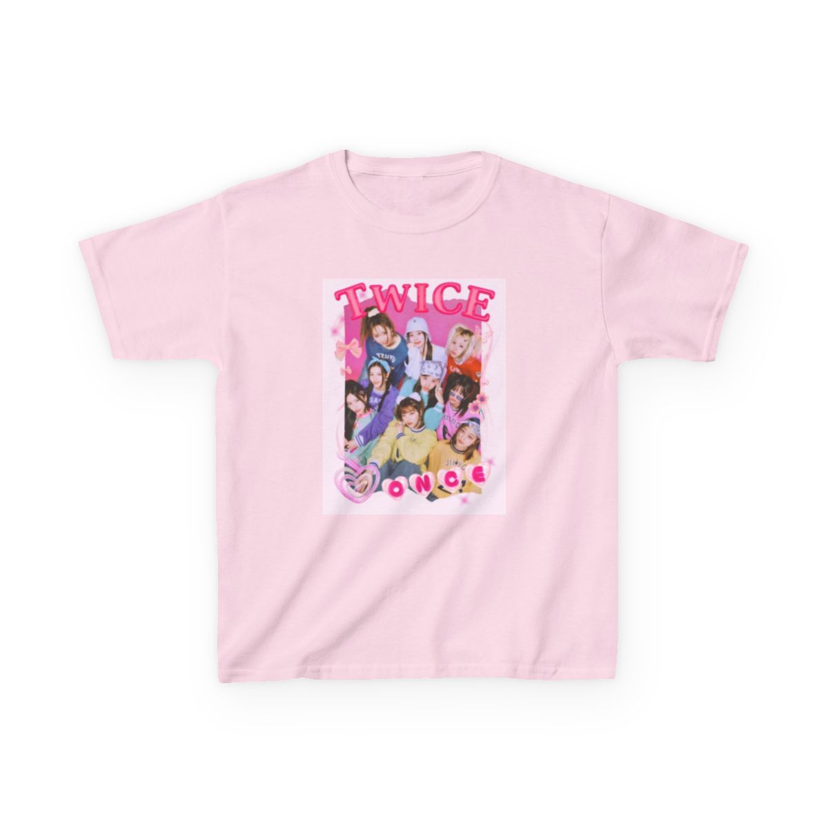 TWICE group photo Kids Tee | K-pop band graphic shirt, pink retro collage | TWICE Kpop - alternate angle 3, merchandise