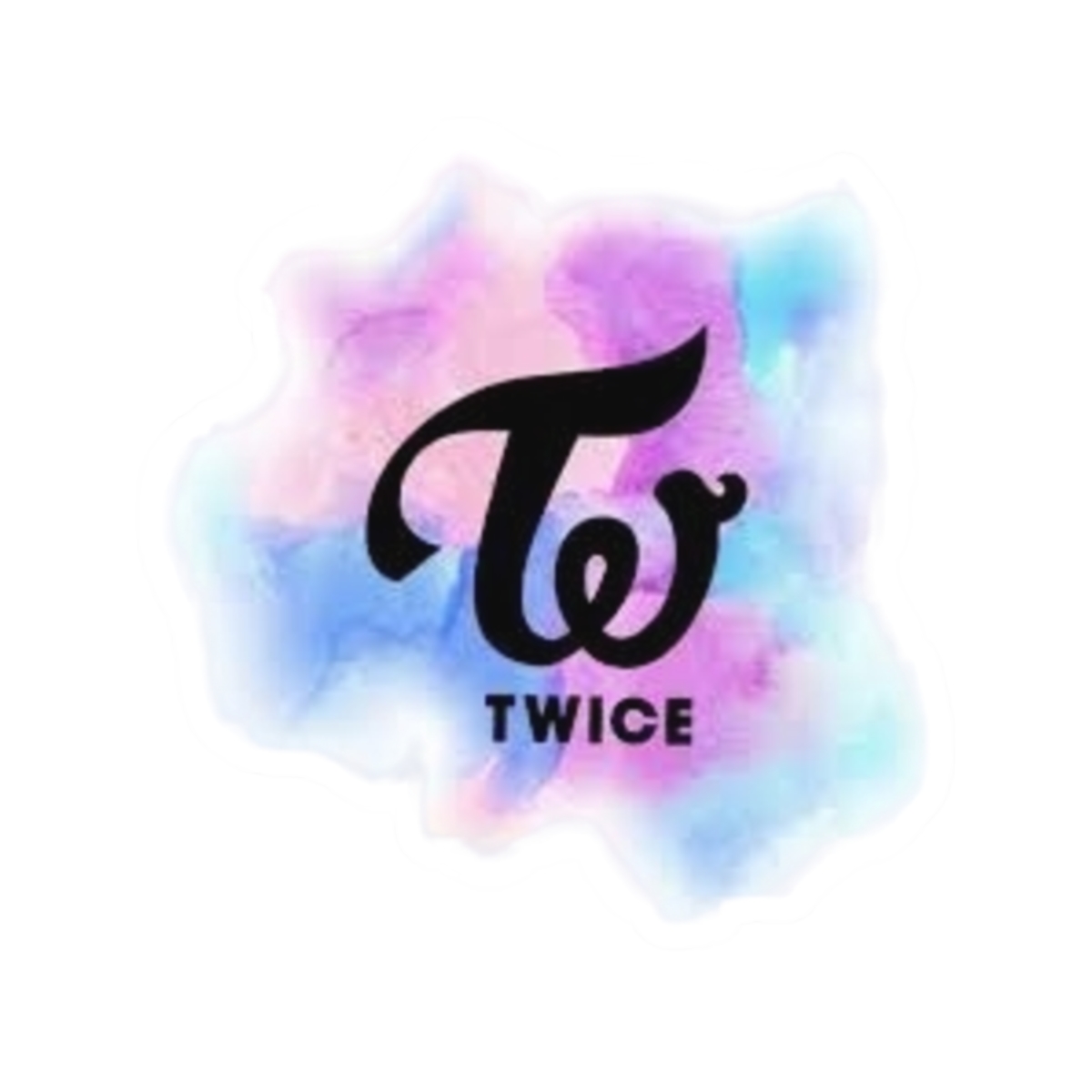 TWICE logo watercolor splash Sticker | Kiss-Cut laptop decal | TWICE Kpop - alternate angle 3, merchandise