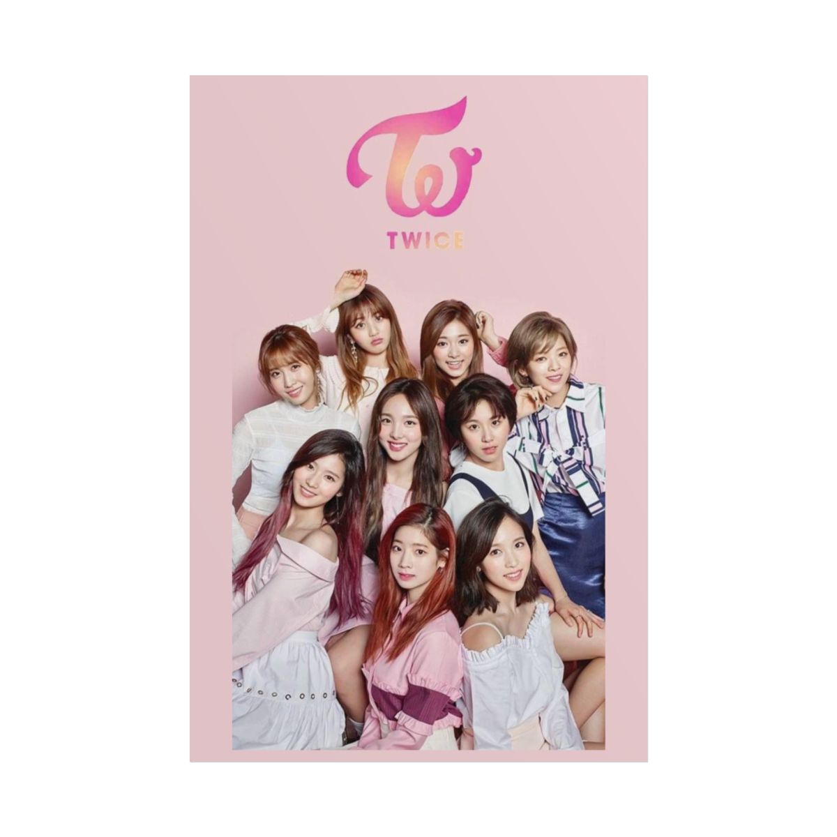 K-Pop Girl Group Photo Rolled Poster | Pink Logo Pop Idol Wall Art | TWICE Kpop