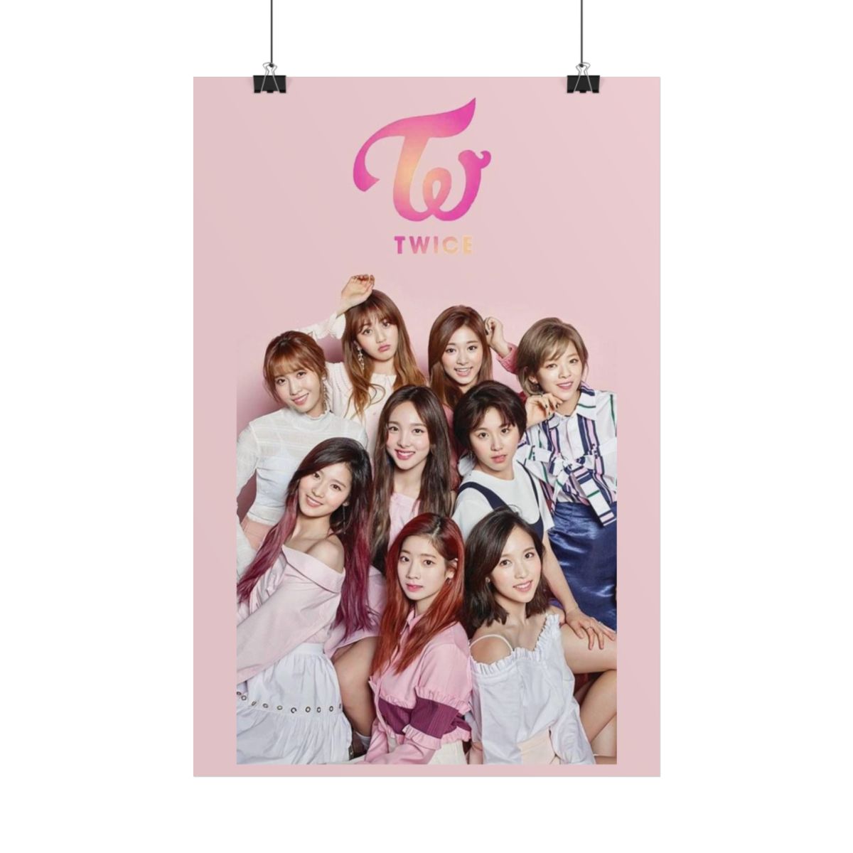 K-Pop Girl Group Photo Rolled Poster | Pink Logo Pop Idol Wall Art | TWICE Kpop